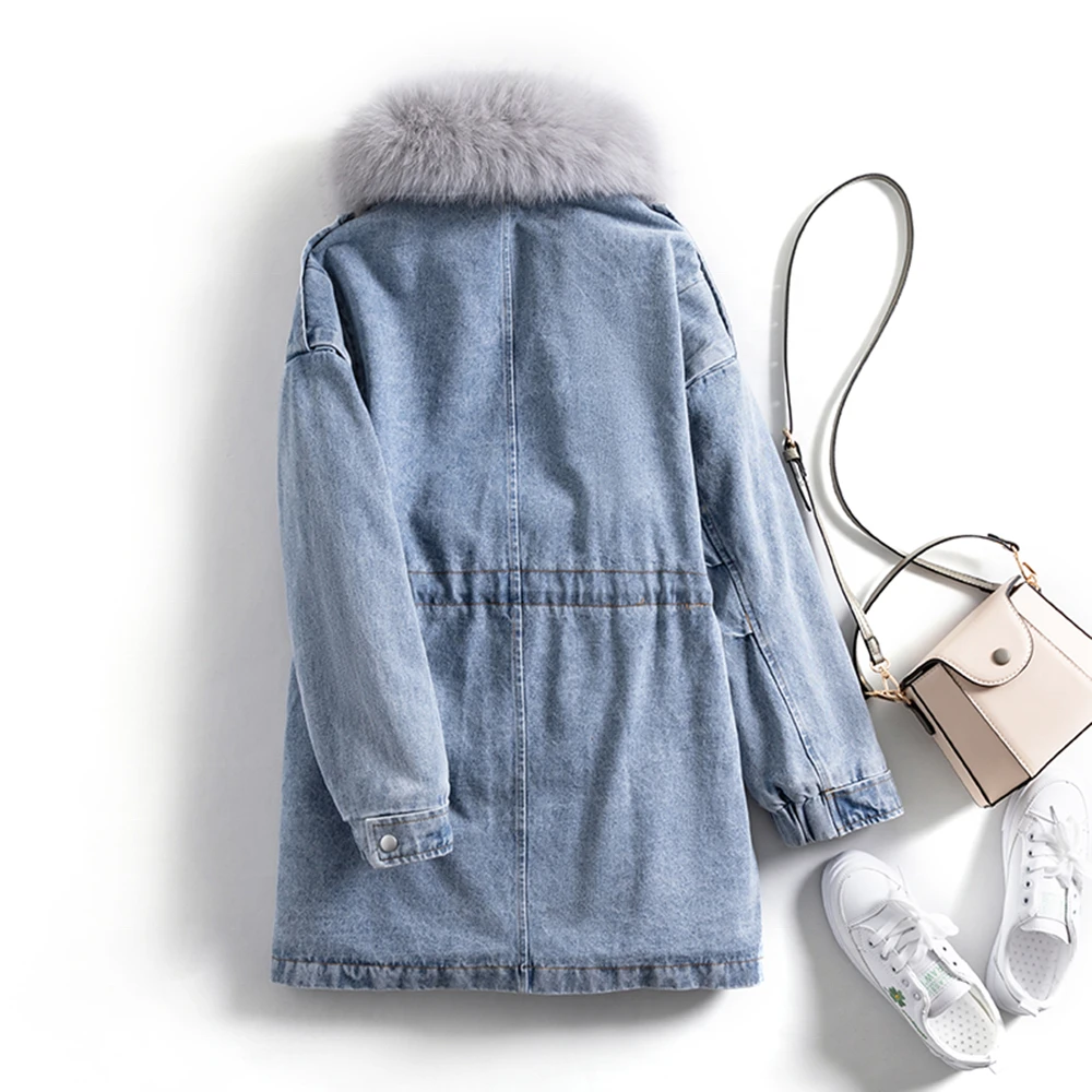 Lady Fur Collar Long Hoodies Warm Jackets Plus Size Winter Coat Women Parka Jackets Wholesale Jacket - Image 3