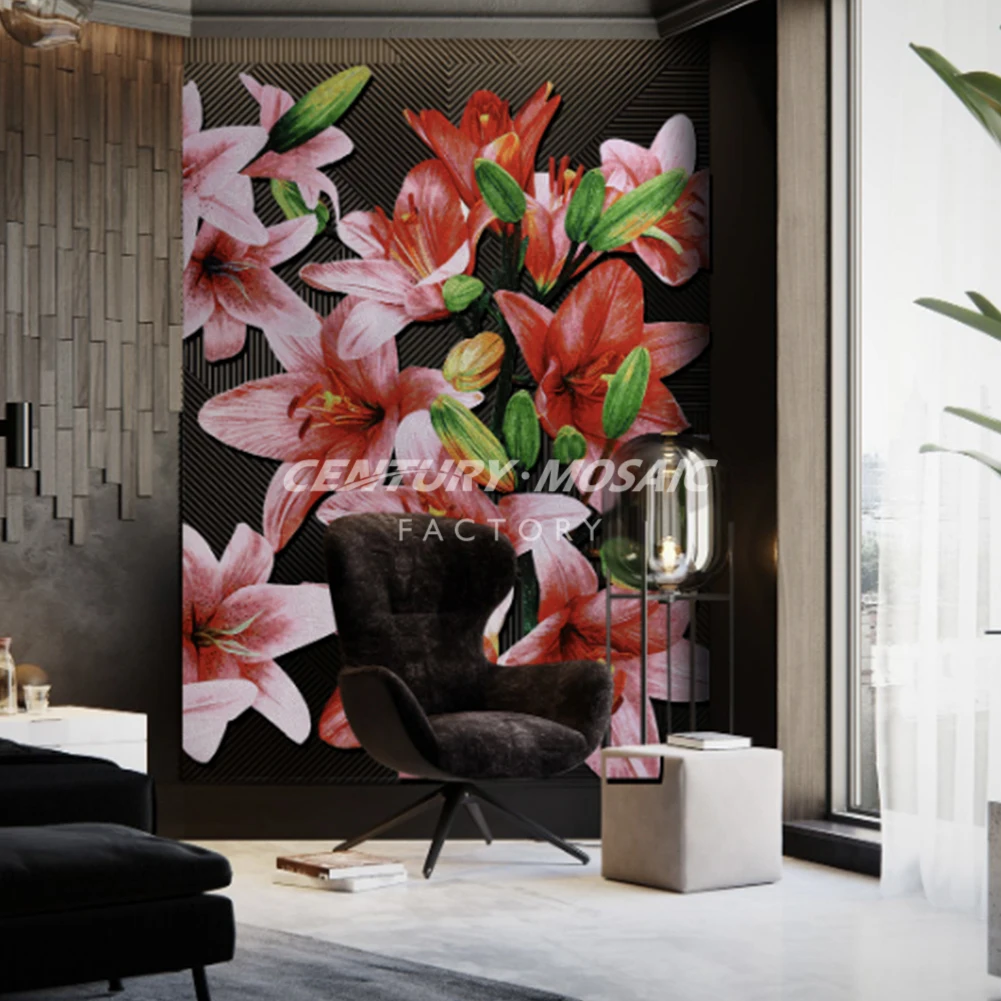 Centurymosaic Custom Flowers Hand Made Picture Patterns Full Glass Art ...