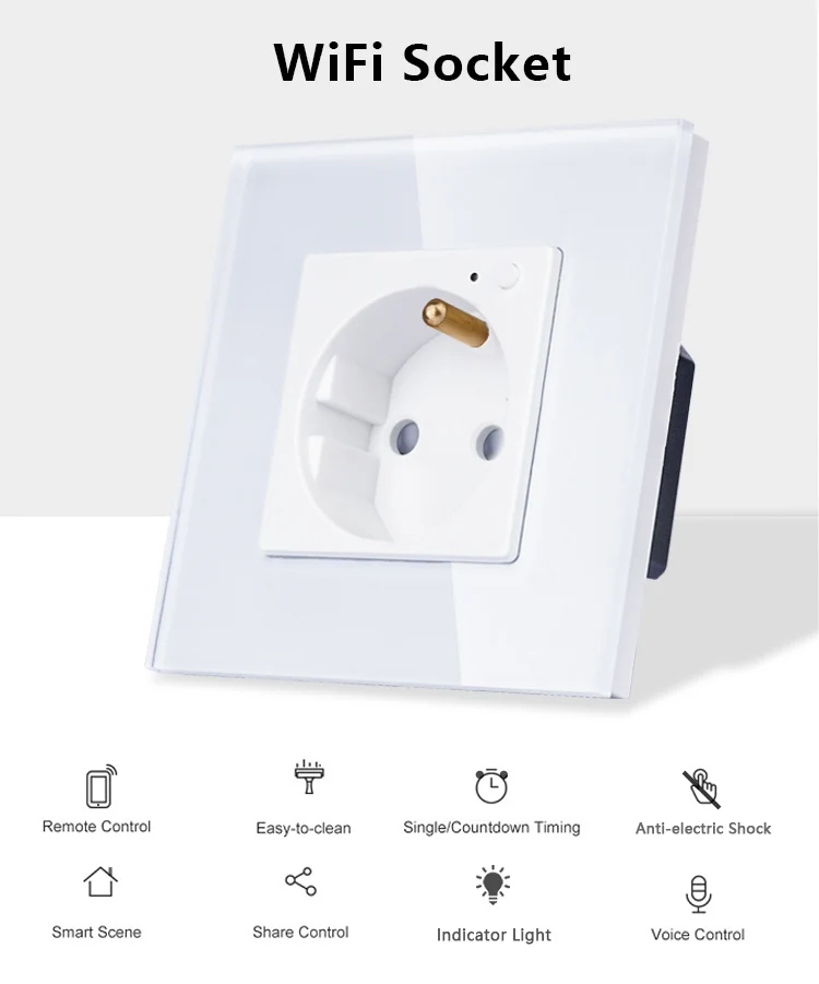 Tawoia Wifi 16a French Wall Outlet Socket Control Plug With Led