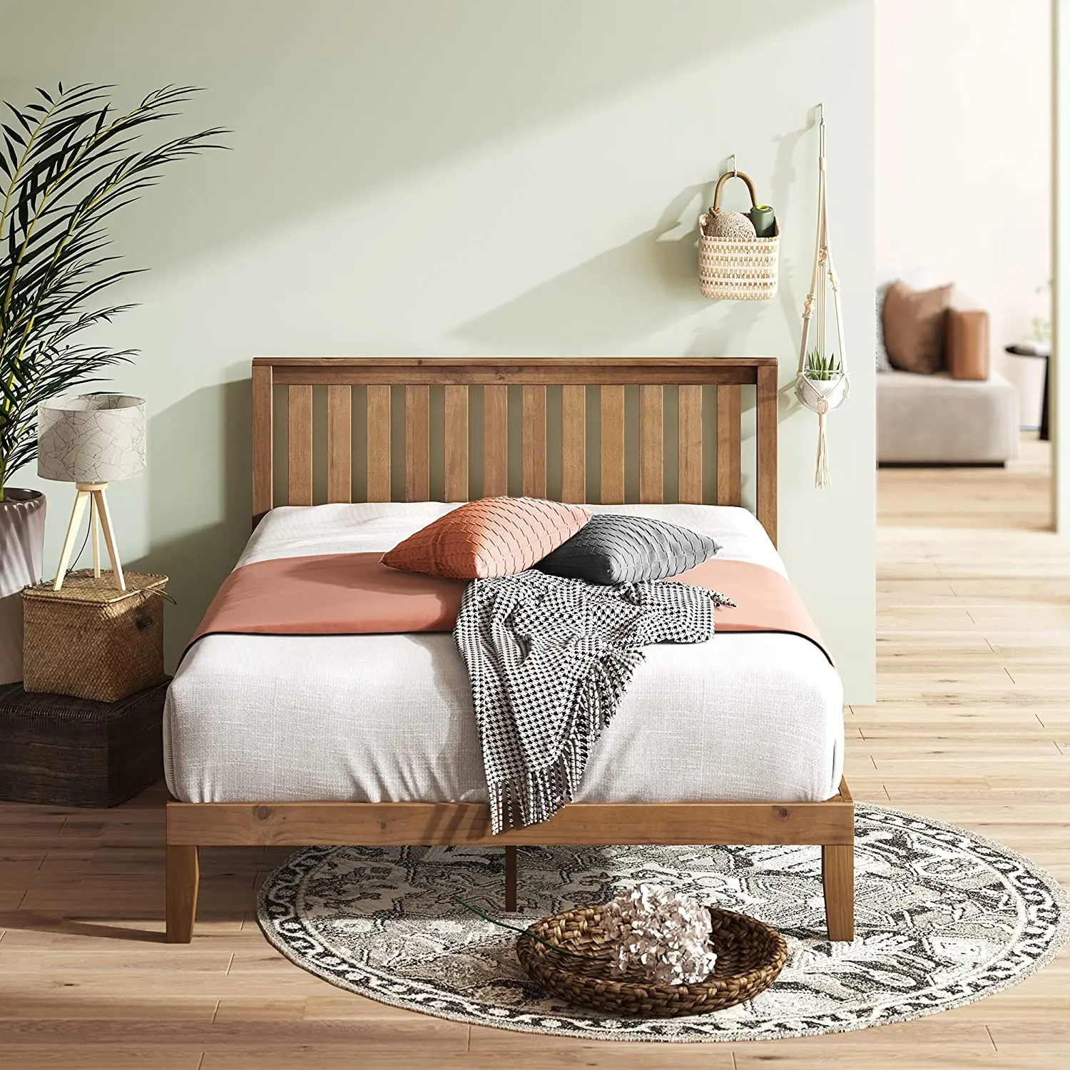 Triho Thf1045 Modern Alexia Wood Platform Bed Frame With Headboard And