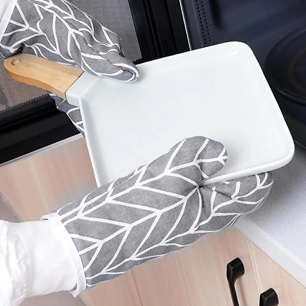 Heat Resistant Oven Mittens Microwave Cooking Oven Glove Anti Scald Mittens Baking Grilling Oven