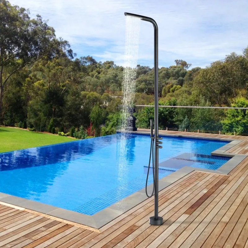 Black Outdoor Pool Shower Mixer Kit Free Standing Outdoor Shower Faucet