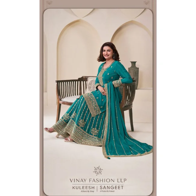 Heavy Exclusive Indian Designer Colorful Embroidered Handwork Kurta with Traditional sarara Clothing Wholesale