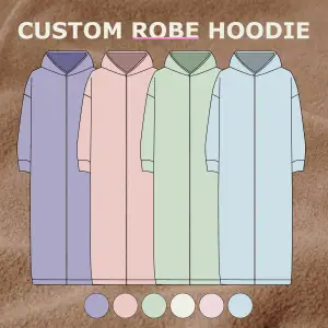 Custom logo Warm Fleece Long Robe Hoodie Women Oversized Cozy Full Length Hooded Sweatwear Lougewear for Women