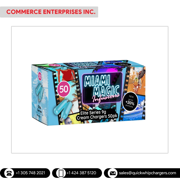 Глобальная поставка, высокое качество, 50 упаковок, 9 г, волшебное зарядное устройство Майами для взбитых кремов для оптовых покупателей