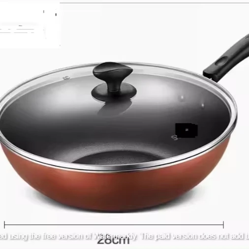 Non-stick Wok Household Gas Stove Suitable Pot Frying Pan 28cm Version +lid