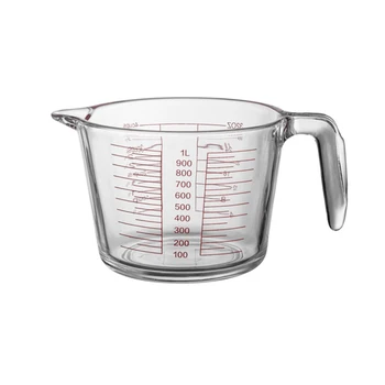 Tasse à Mesurer Rotho Domino 1 Litre – Graduations Multiples (g, Ml, Oz) – Plastique Sans BPA, Transparent – Pratique - 8