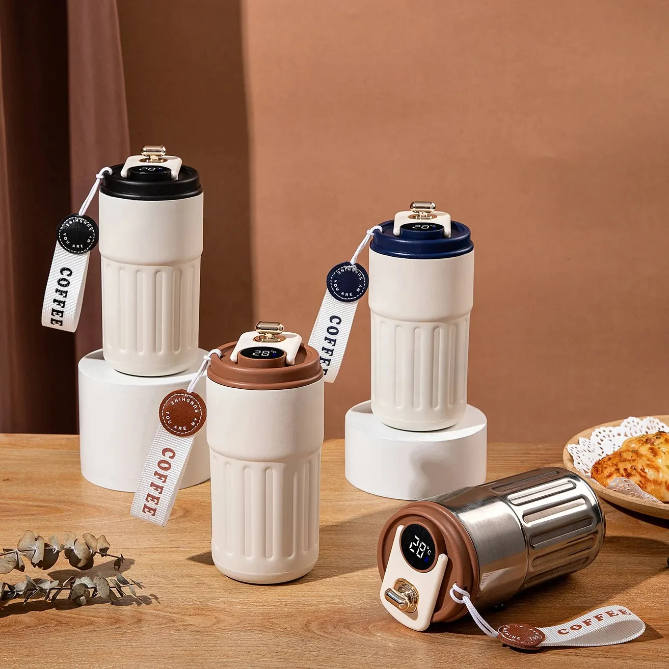 Travel Tumbler Mug Coffee Mug Double Wall Stainless Steel Insulated Coffee  Cup Tumbler With Smart Led Temperature Display