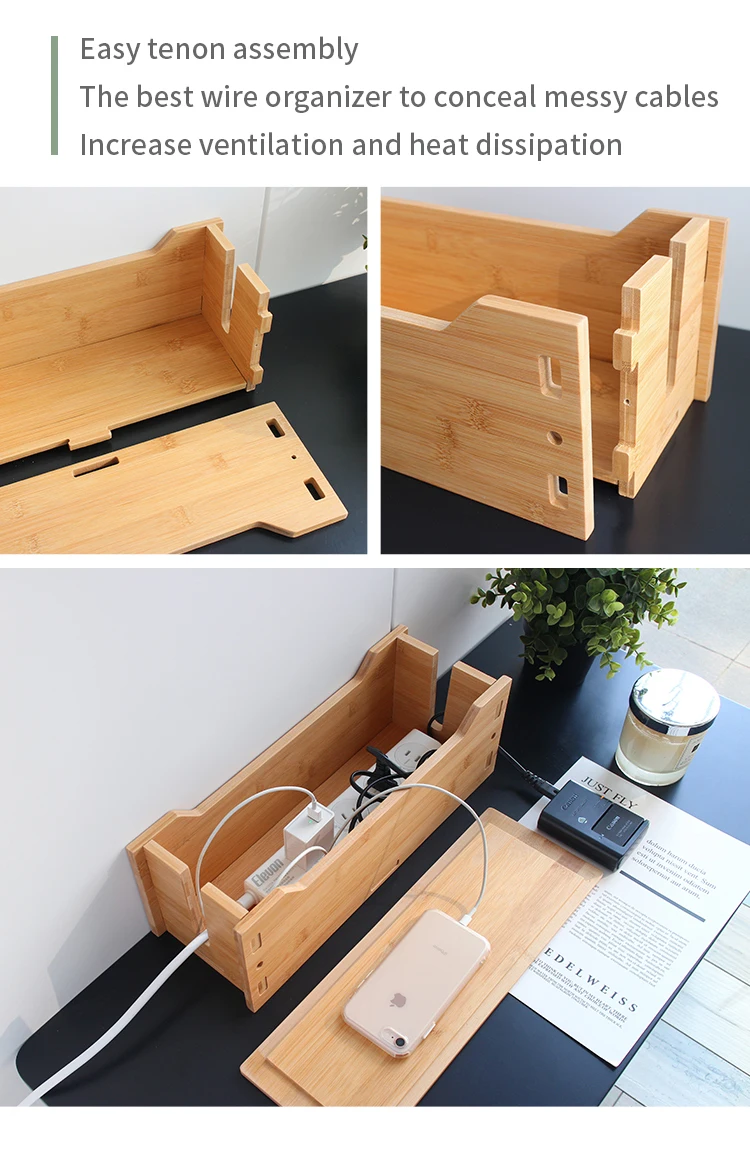 Bamboo Cable Kd Packed Effectively Cord Wire Junction Storage Box