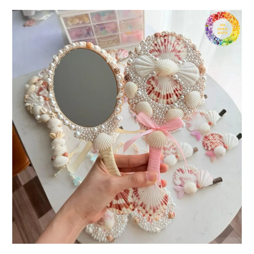 mermaid shell mirror ❤︎ シェルミラー マーメイド Shell Makeup Mirror, Natural Compact Mirror with Nautical Style