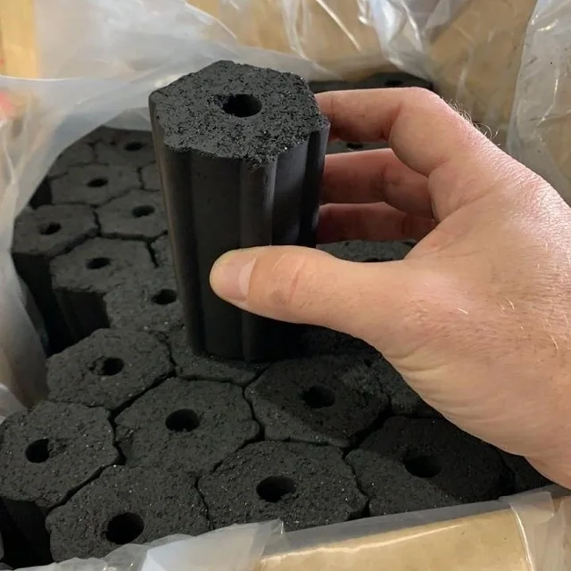 Strong Quality Green Hexagonal Charcoal Briquette Low Ash Charcoal