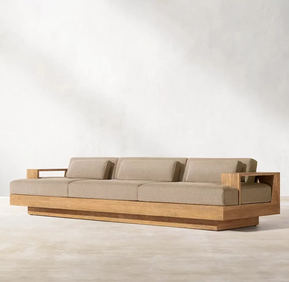 Modern Luxury Patio Natural Teak Furniture Sofa Set Outdoor Solid Teak