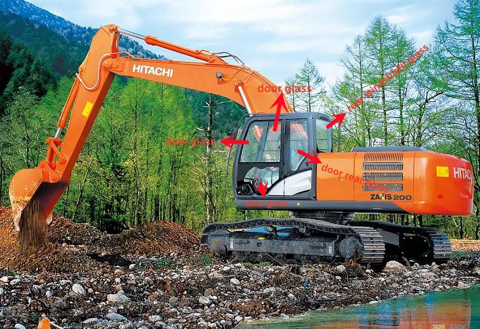 油圧ショベル用 フロントガラス 新品（互換) 日立建機 掘削機用 強化ガラス フロントガラス Zx70 Zx130-5g Zx200-5g