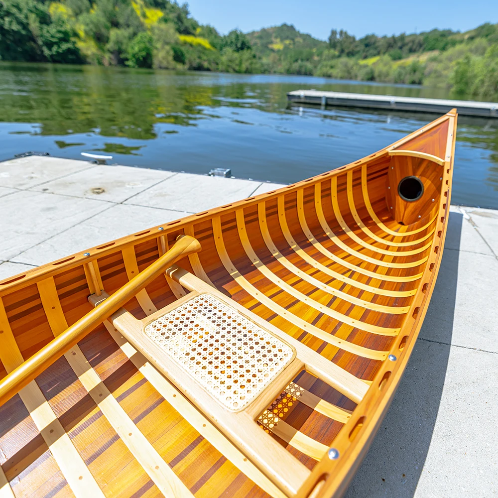 Canoe With Ribs Curved Bow 10' with Canoe Paddle for Lake Handcrafted Wooden Boat Kayak Canoe for Sale (300Lx67Wx50H cm)