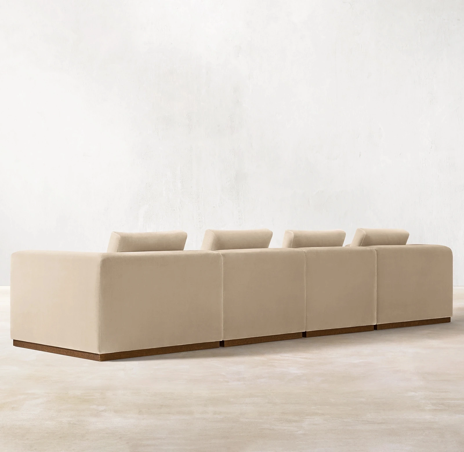 Modern Low Back Framed Linen Sectional Sofa With Loose Cushions Couches Vittorio Velvet Modular Sofa
