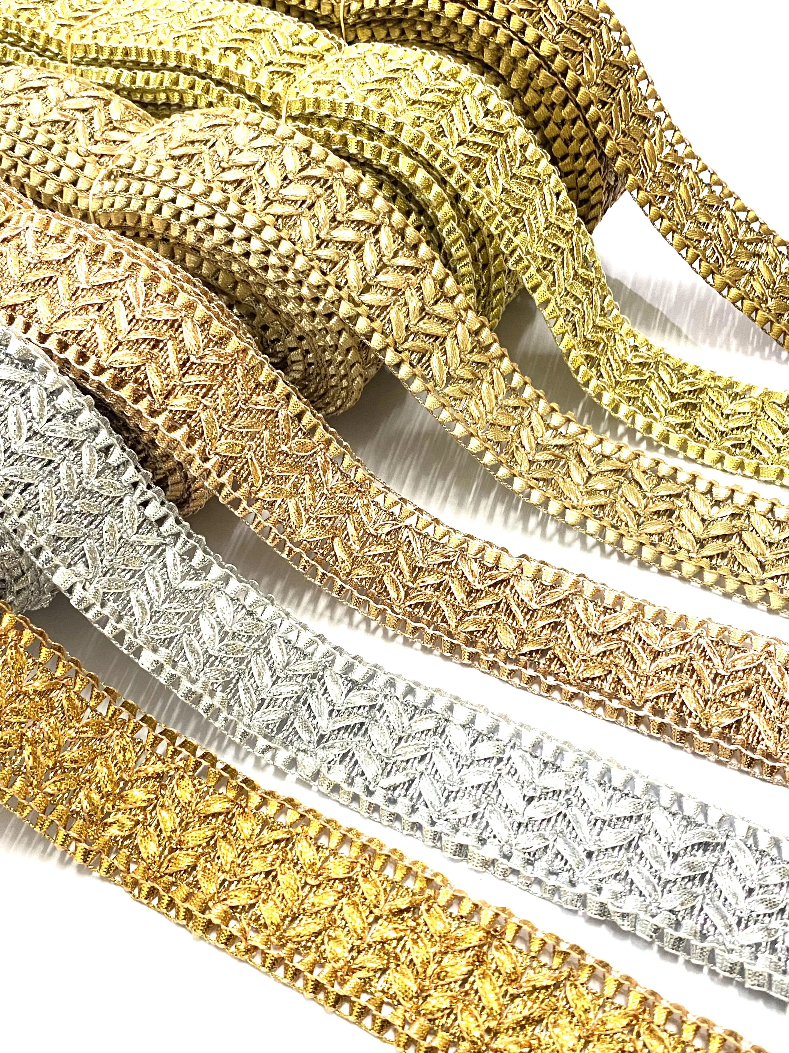 Gold Silver Light Gold Ivory Color Ribbon Indian & Pakistani Dress Gota  Patti Metallic Border Trim Deals in Wholesale