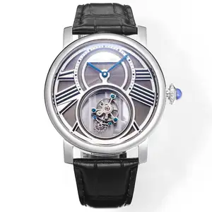 New Luxury Mechanical Business Watch for Men High-End Classic Retro Black Genuine Leather Strap Elegant Automatic Luminous Watch