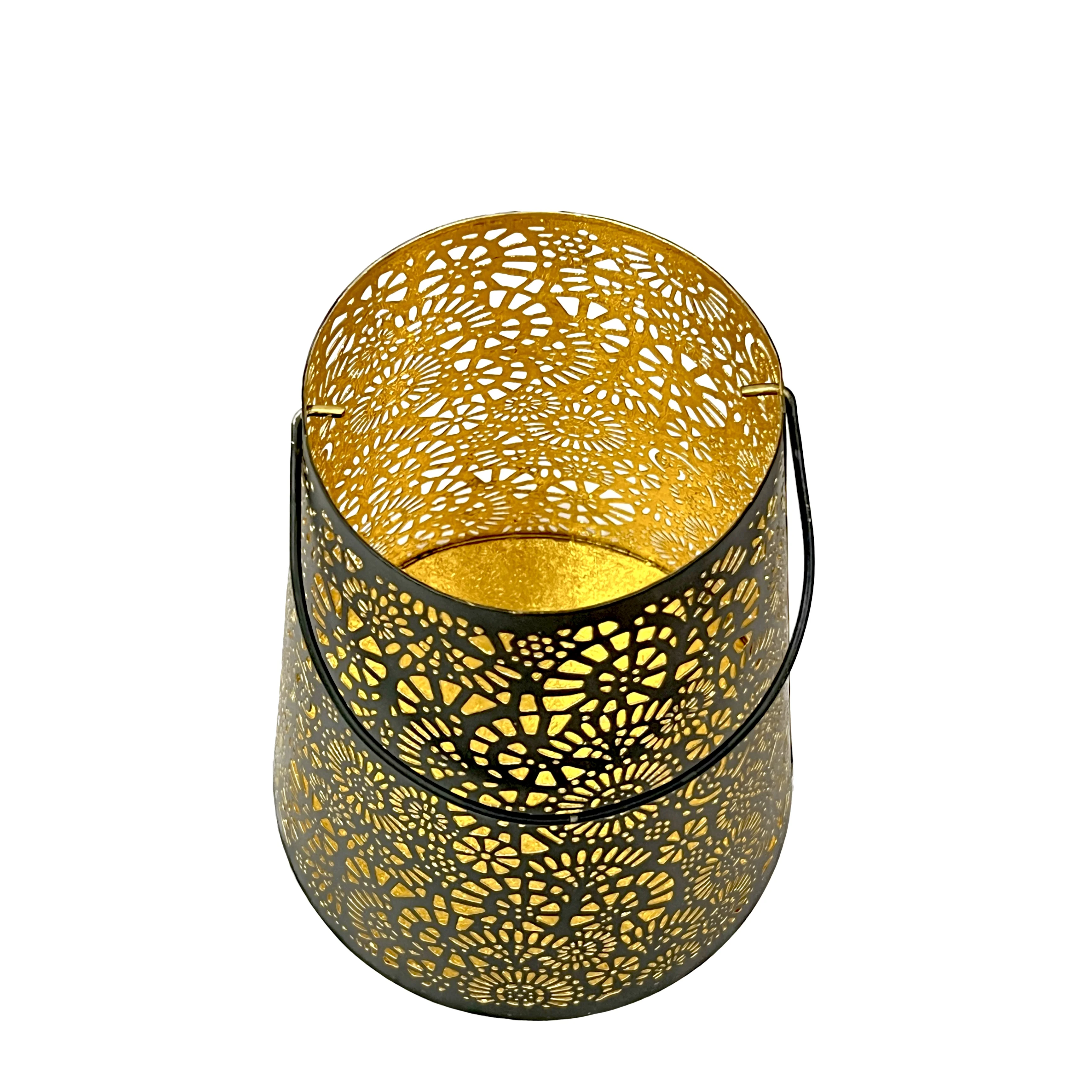 Premium Quality Iron Decorative Votive Candle Holder Black And Gold Two