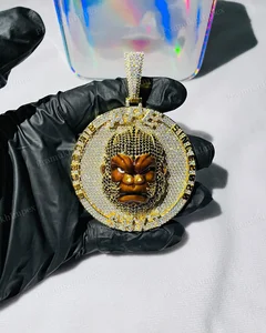 Luxury VVS Moissanite Diamond 3D Pop Effect Hip Hop Iced Gold Plated Animal Pendant Party Jewelry