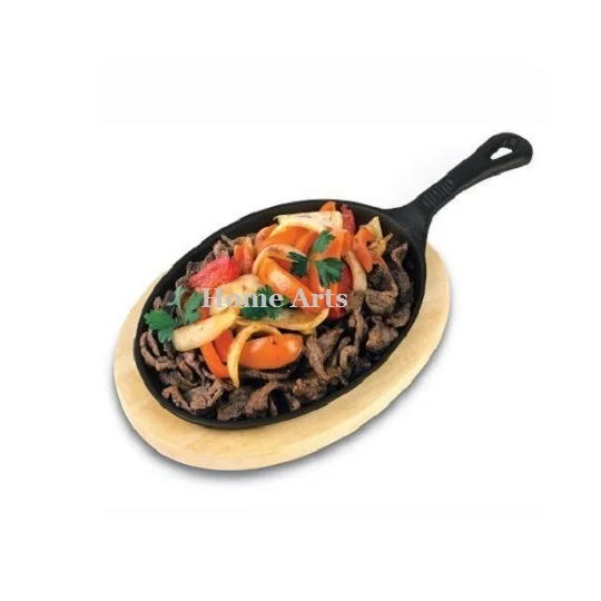 Pure Iron And Wood Sizzling Plate Customized Size And Shape Sizzler