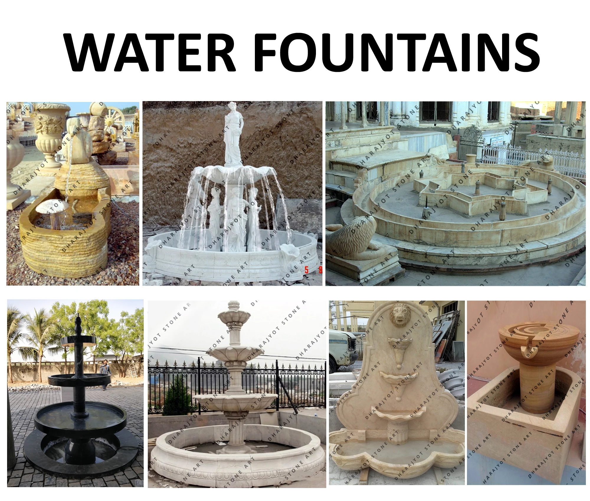 Indian Red Sandstone Carving Exterior Garden Fountain Decor Simple And