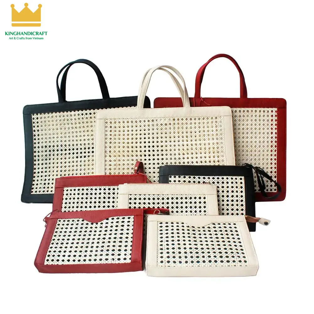 Hot Trend 2024 Rattan Cane Bag With Real Leather From Vietnam Buy