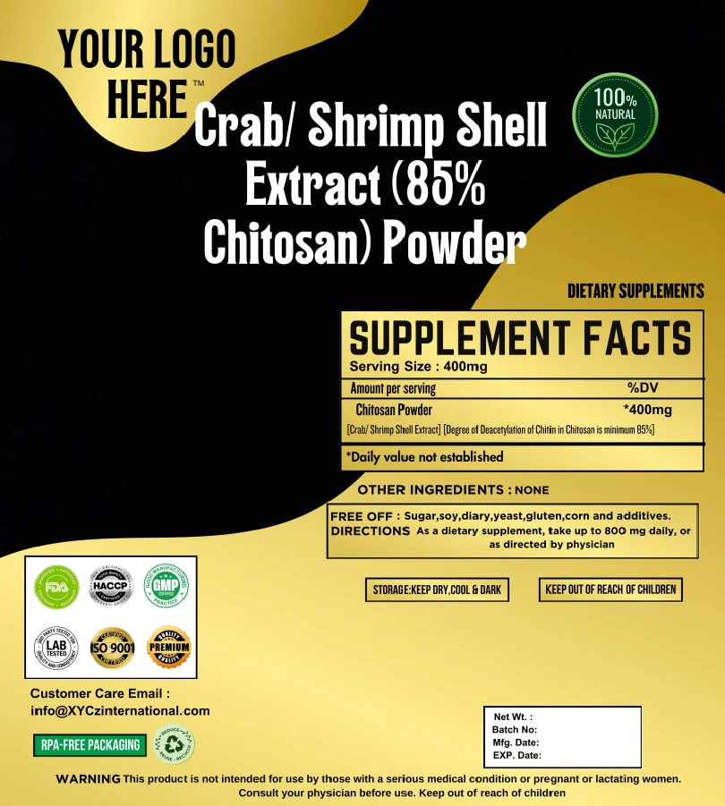 100% Pure Natural bulk Shrimp and crab shell extract Water soluble 99% Chitin powder