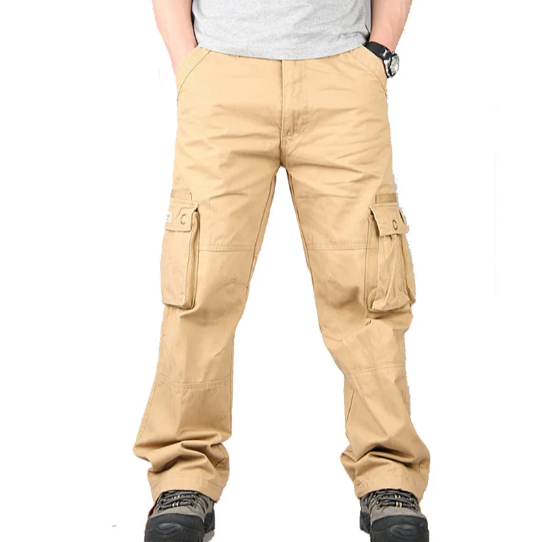 Spring Summer Full Length Plus Size Loose Type Multi Pocket Top Selling Cargo Pants for Men