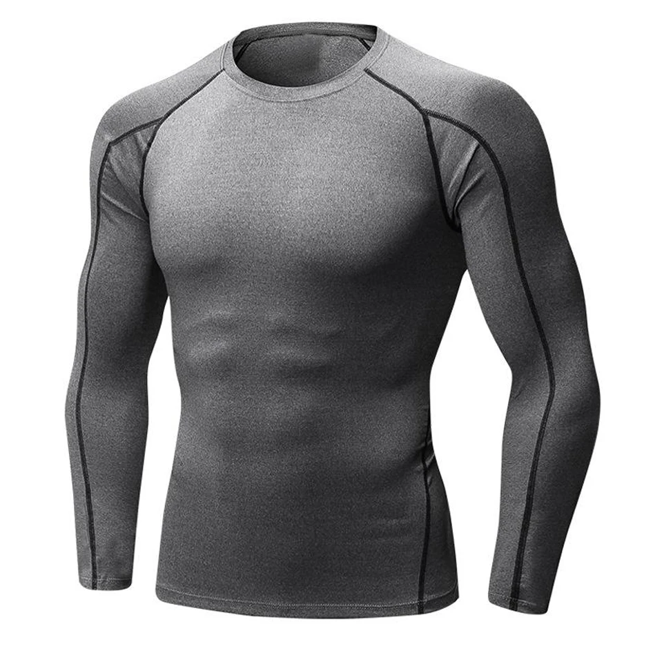 Men Long Sleeve Sports Compression Basketball Running Tops Tight T