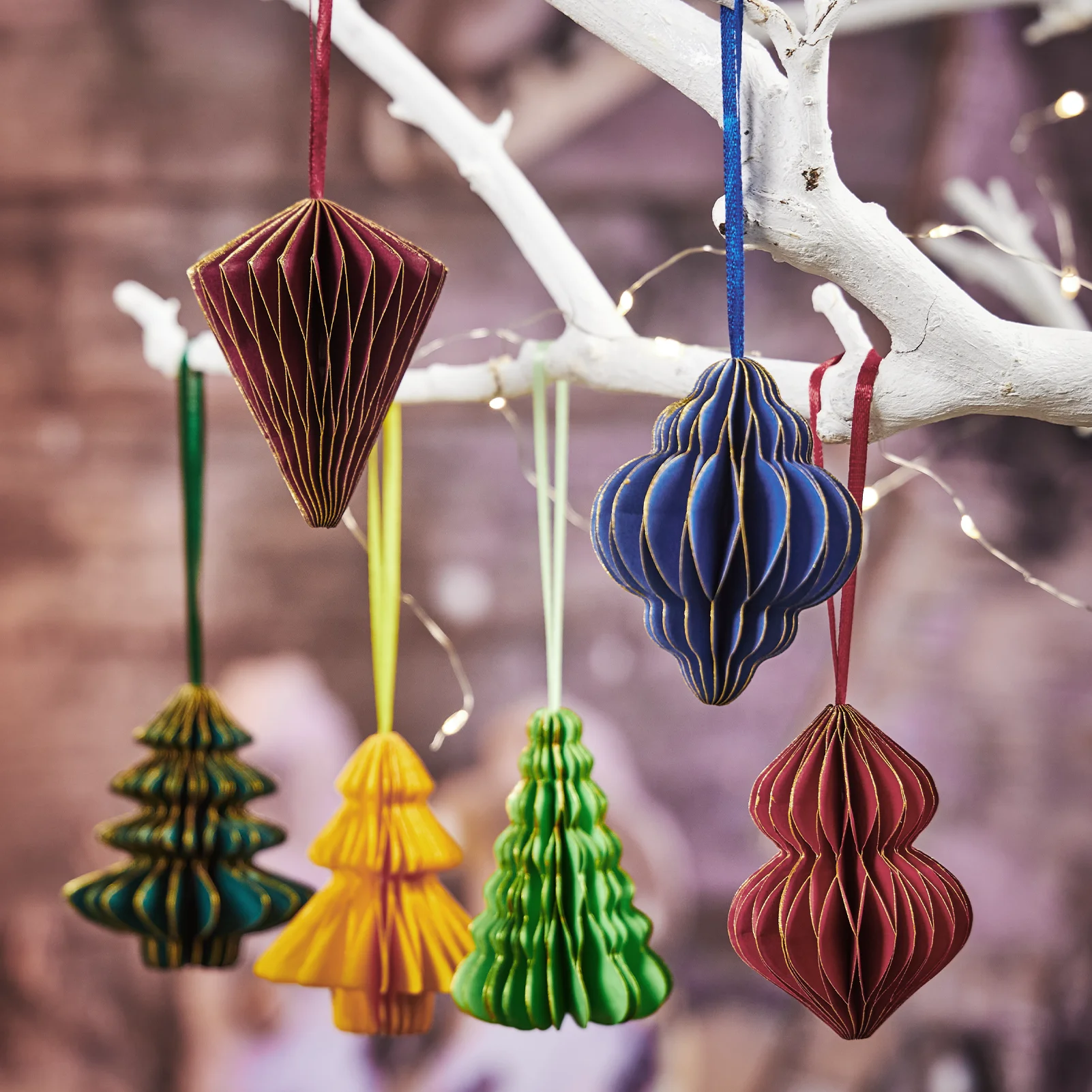 Décorations Noël En Nid D’abeille – 6 Pièces Réutilisables (bonnets, Sapins, Parachutes) – Décoration 3D Festive