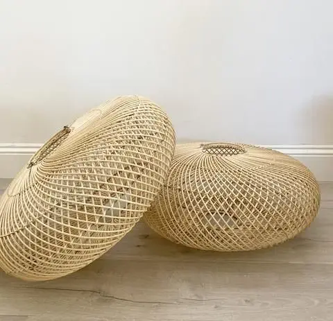 Оптовая продажа набор из 3 натуральных ротанга винтажный абажур бамбуковый подвесной светильник