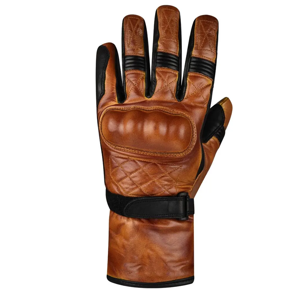 Men's Vintage Premium Waxed Brown Leather Motorcycle Gloves Thermal