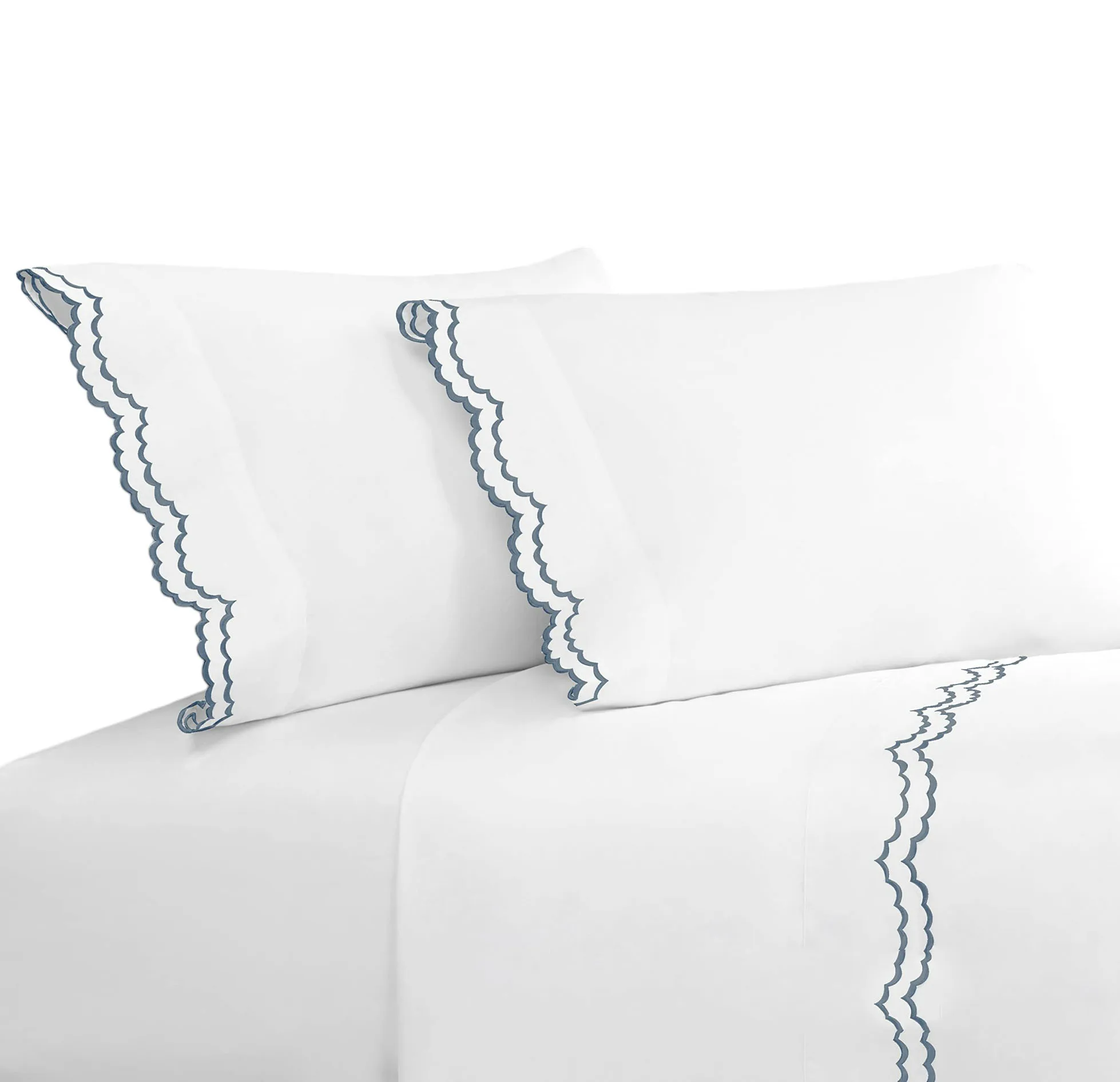 Benutzer definierte Stickerei Double Scalloped Percale Bettbezug-Sets Luxus- Bettwäsche-Sets Hochwertige Bettwäsche aus weißer Baumwolle für zu Hause| Alibaba.com