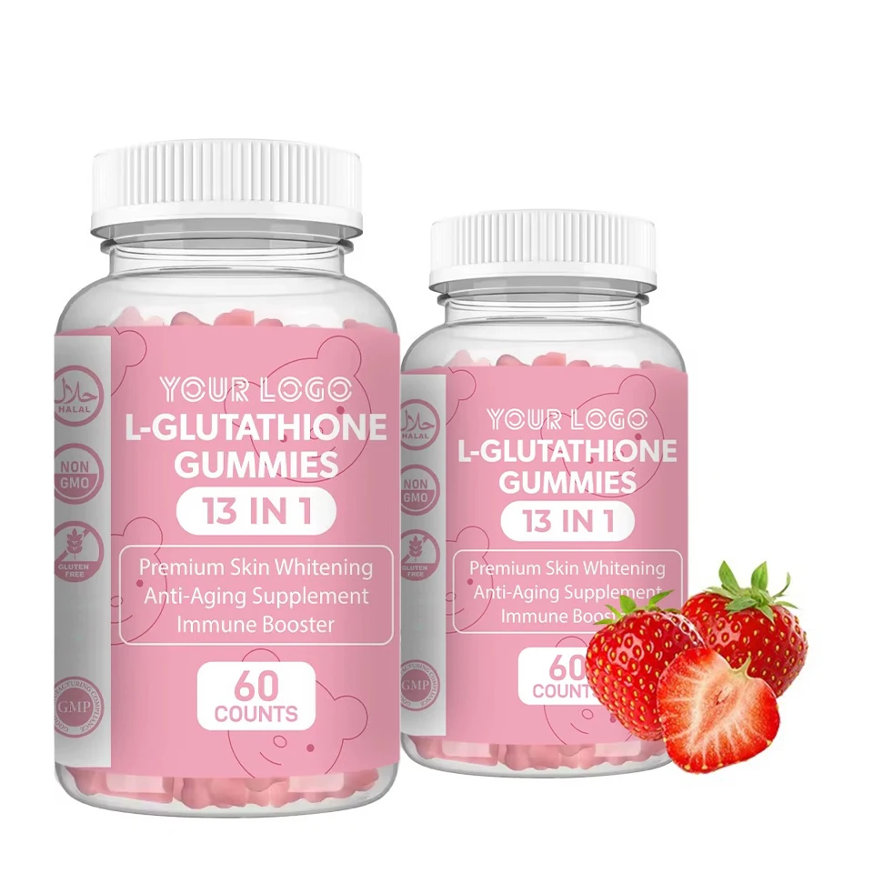L-glutathione 13 in 1 Gummies Anti-Aging Supplements Best Skin Lightening Gummy Strawberry Flavor Whitening Candy