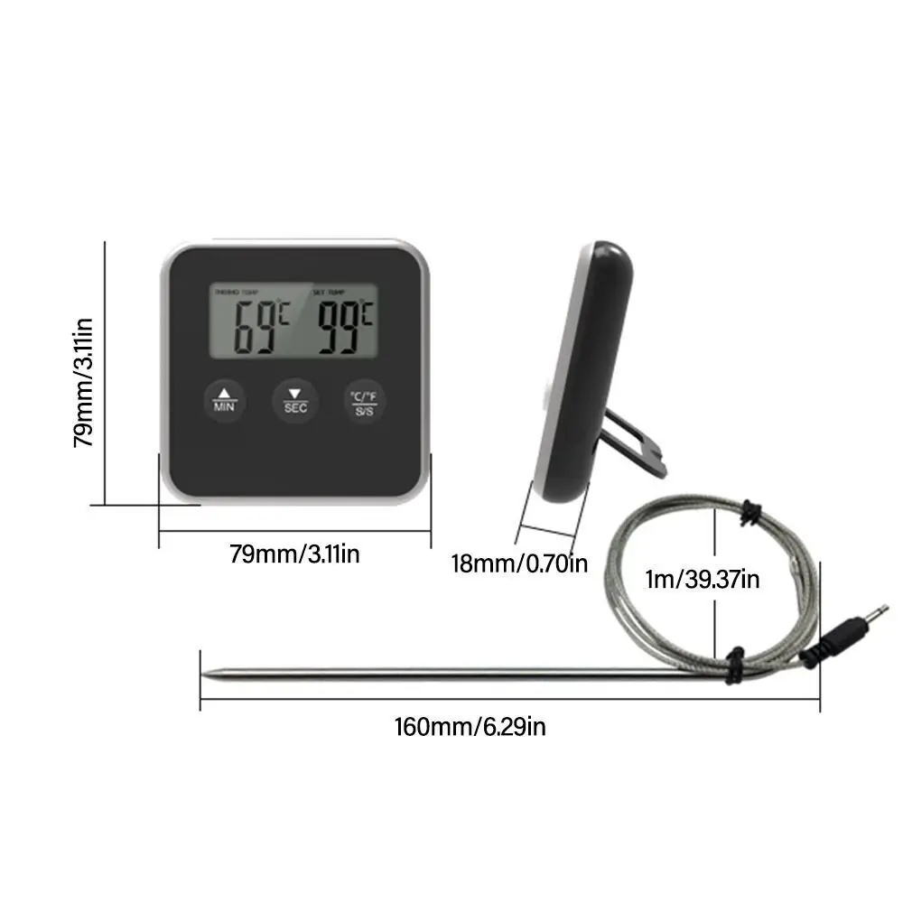 Lcd Digital Thermometer Timer Remote Probe Oven Kitchen Meat Barbecue Bbq Cooking Food Thermometer With Probe
