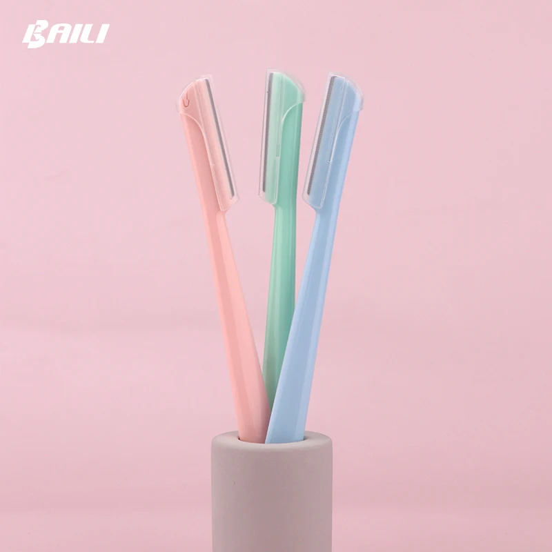 Multipurpose  Women's Razor Eye Brow Trimmer Facial 3 Pcs Women Lady Shaper Set Eyebrow Razor with Cover