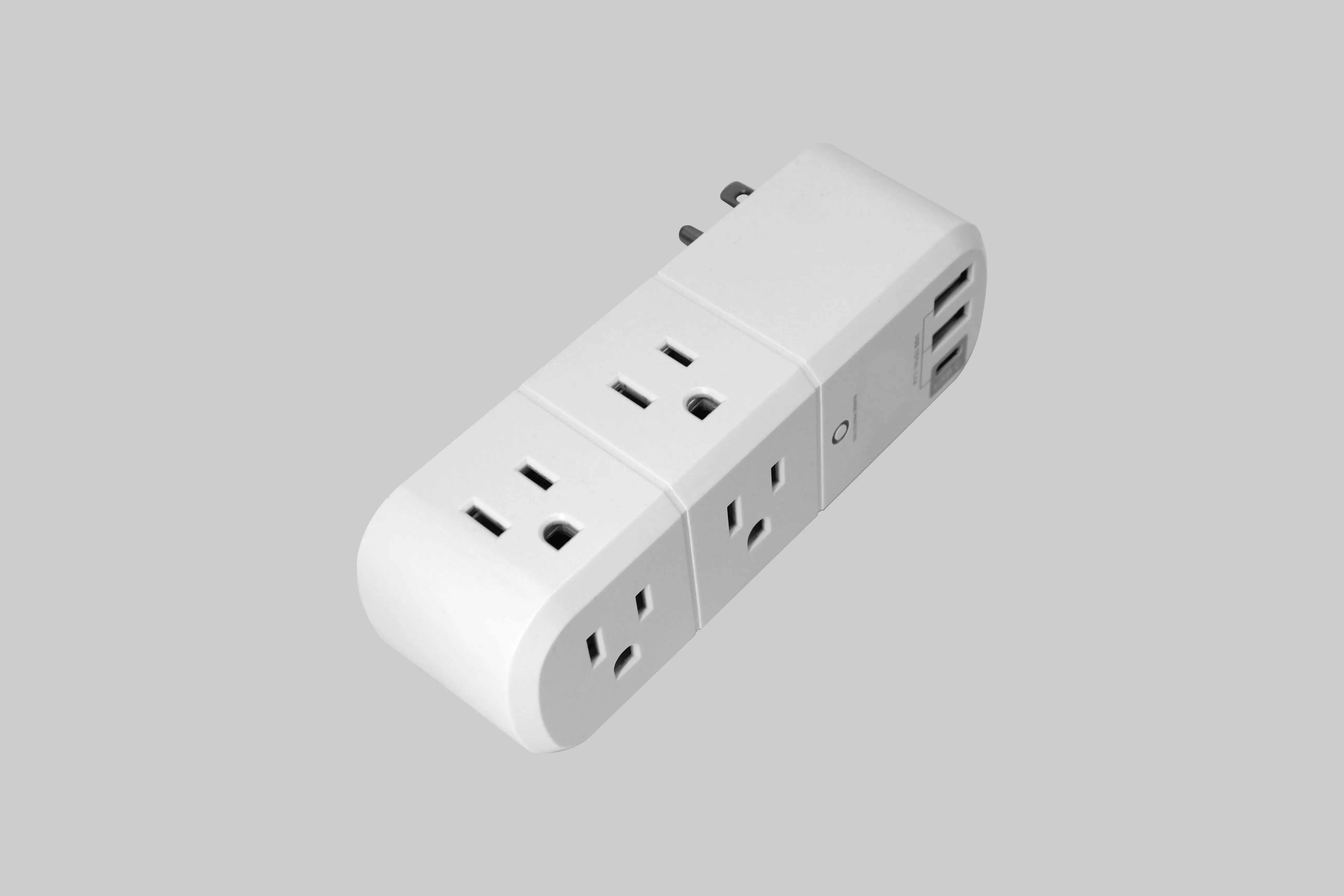 Outlet Extender with Rotating and Multi Plug with 6 AC 3 USB Ports (1 USB C), 3-Sided Power Strip with Wall Adapter Charger for