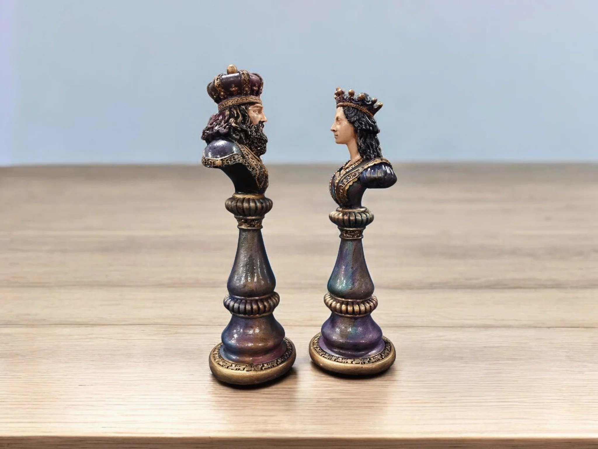 Large Resin Chess Statue Shah Vizier Classic Male Female Sculpture Modern Home Decor Accessory Sea Souvenir Gift Store Hot Sale