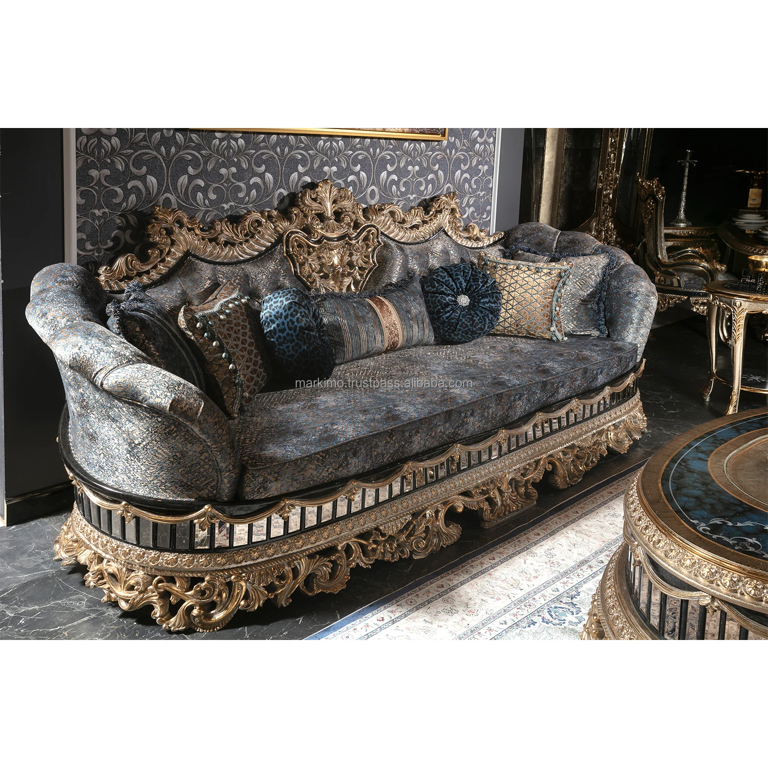 Turkish Middle East Eastern Luxury Antique Royal Hand Carved Sofa Set