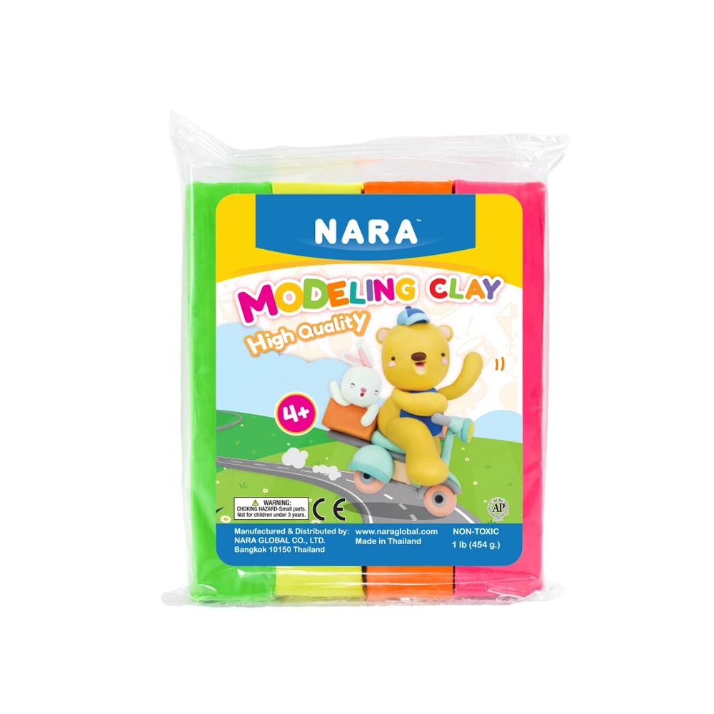 Nara Back To School Kids Modeling Clay 4 Colors Brown Series Set 1 Lbs,Soft Plasticine Safe