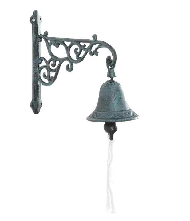Iron Hooked Small Bell Brown Wall Hanging Bells Bracket Mounts Bell Decor For Outside House Wind