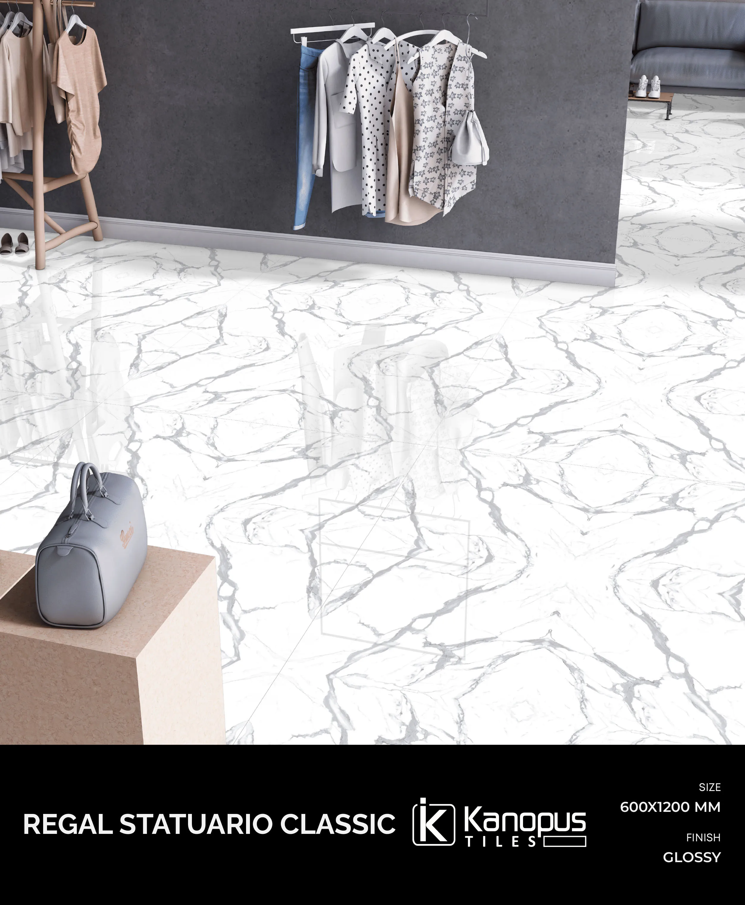 Book Match Polished Porcelain Tiles 600x1200mm / 24x48 Premium Aaa+