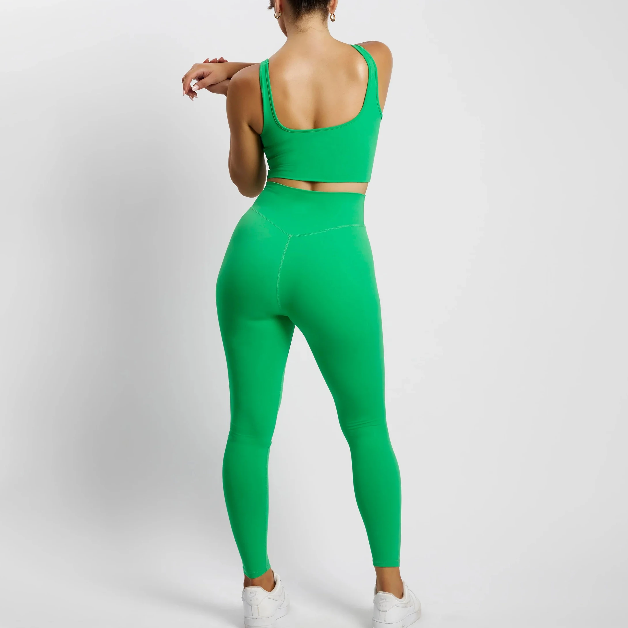 Oem Newest Design V Neck Jogging Running Workout Bone Green Sport