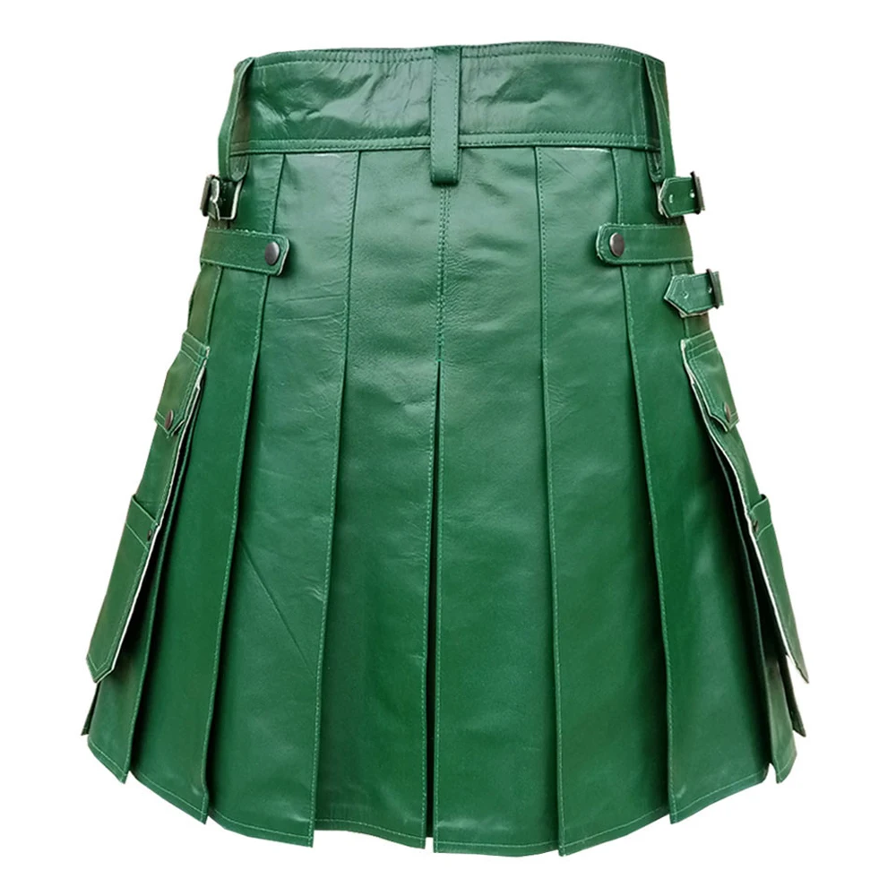 Мужской черный кожаный материал килты с кожаными ремешками лучший дизайн большие размеры оптовая продажа индивидуальные кожаные