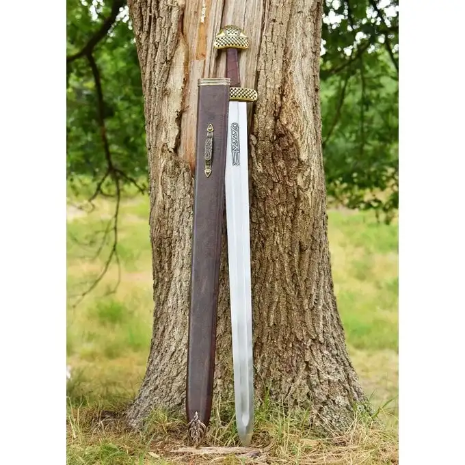 Tiger Touch Viking Sword Scabbard Belt Loop Serpents Medieval Brass Belt Buckle Hand Forged Pin Spurs TT-7594 ABL