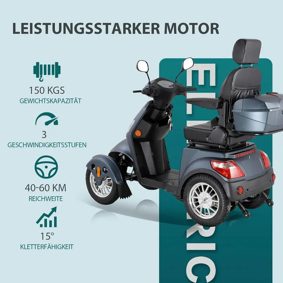 ZVGREEN 25km/h 4-Wheel Electric Scooter Seniorenmobil Mobilitätsroller Elektromobil