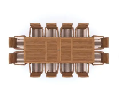 Индонезия садовая мебель уличный гигантский Тиковый набор 2-3 м прямоугольный расширяющийся стол 12 оксфордских стульев