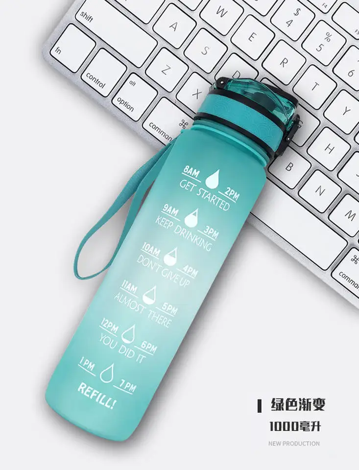 Sports Water Bottle With Straw,1l,750ml Leakproof Design Water Bottle