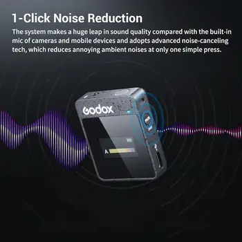 Godox MoveLink II M2 Wireless Lavalier Microphone System(2 TX + 1 RX + Charging Case), 2.4G Wireless Noise Cancelling Mic detail image