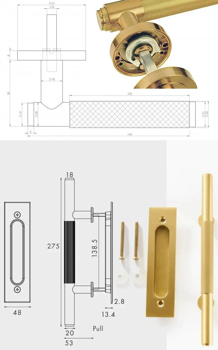 European Brass Knurled Door Lock Handle Interior Copper Gold Knurling Door Lever Handles Buy